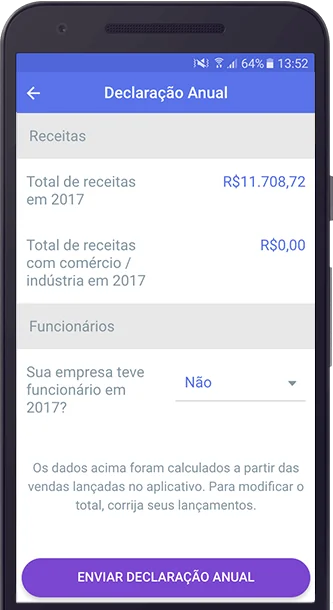 Declaração anual do MEI no aplicativo Qipu
